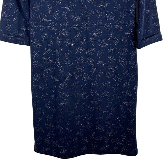 BODEN J0728 HANNAH NAVY SILVER METALLIC LEAF PULLOVER COTTON SWEATSHIRT DRESS - Picture 8 of 13